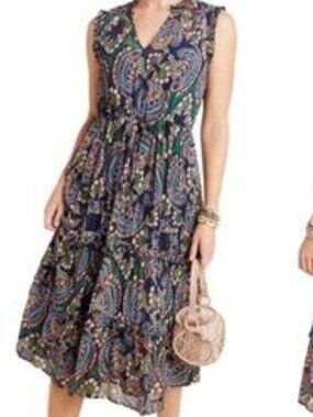 ANTHROPOLOGIE Elmira Ruffled Midi Dress EUC